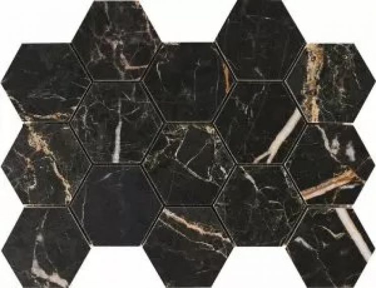 Мозаика MALLA HEX CR. LUX ILIRIA NERO 32,5x22,5