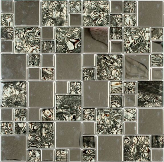 Мозаика MS-611 метал стекло (15х48x8) 300*300