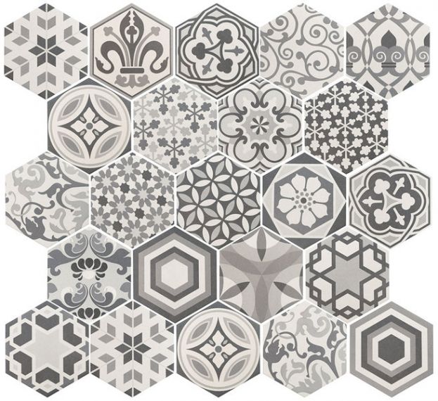 21357 Hexatile Harmony B&W 17,5x20