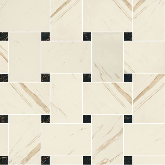 240531 MARBLE MOSAICS INTRECCIO BIAN-NERO 29,1x29,1