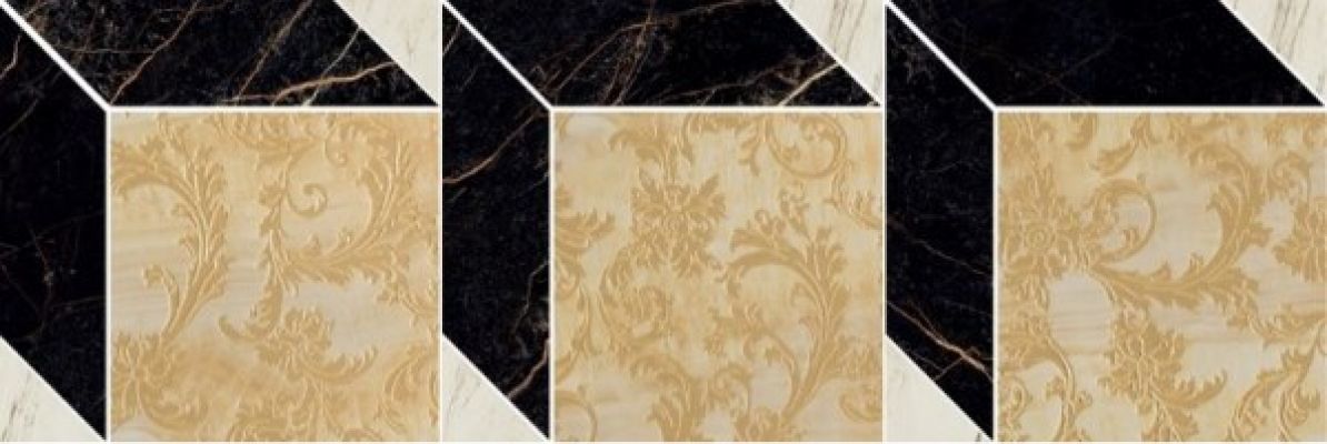240862 MOSAICS CUBE NERO-BIANCO-ORO 19,5x58,5