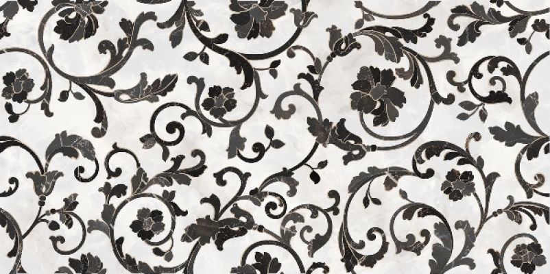 262554 FLOREALE BIANCO/NERO 39x78