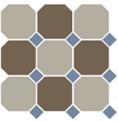 4401+29 OCT11-A Beige 01 Coffe Brown 29 OCTAGON/Blue Cobalt 11 Dots (лист 30х30 9 штук+вставки)