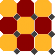 4421/20 OCT14-B Brick Red 20 Ochre Yellow 20 Octagon/Black 14 Dots 30x30 см