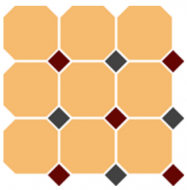 4421 OCT20+14-B Ochre Yellow OCTAGON 16/Brick Red 20 + Black 14 Dots (лист 30х30 9 штук+вставки)