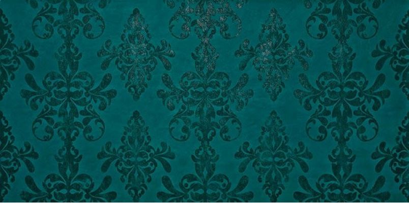 8EDH Ewall Petroleum Green Damask 40x80