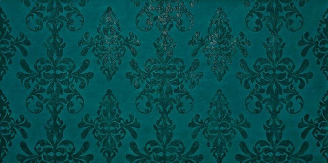 8EDH Ewall Petroleum Green Damask 40x80