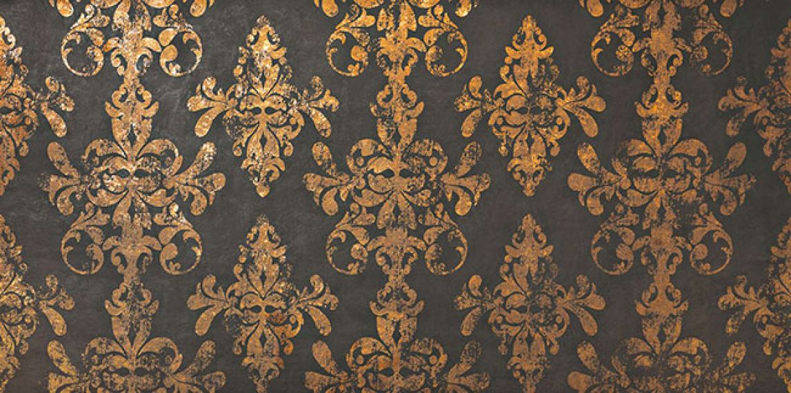 8EDK Ewall Moka Gold Damask 40x80