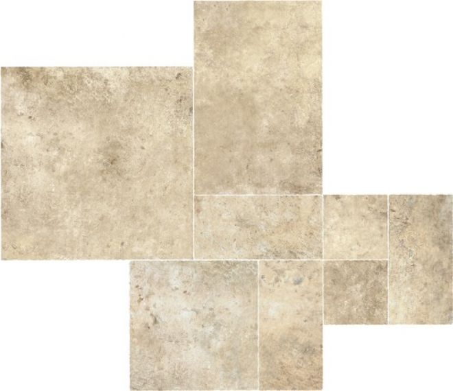 A04X Керамогранит Aix Blanc Kit Multiformato Tumbled (комплект из 1шт 75x75, 1шт 50x75, 1шт 50x50, 3шт 25x50, 2шт 25x25)