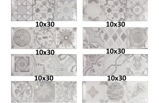 Antique gris brillo bisel 10x30