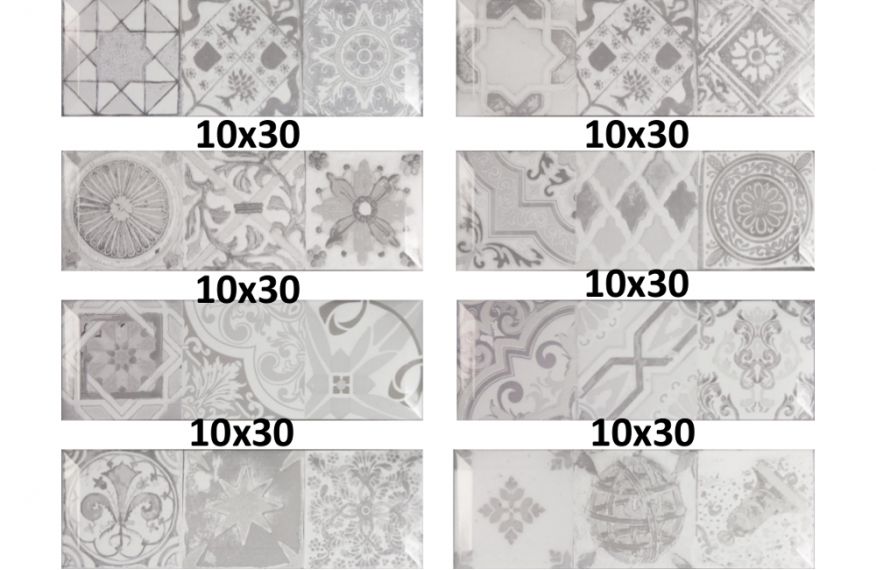 Antique gris brillo bisel 10x30
