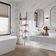 Calacatta Sharp Gold Белый Полированный 80х80