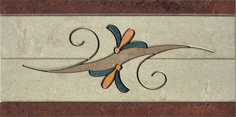 Fascia Floreale B Botticino (Botticino, Madras Pink) 15x30