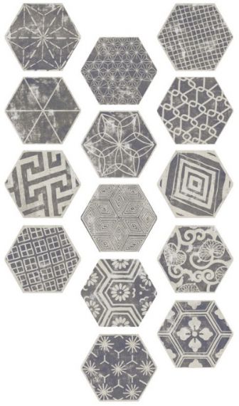 Hexagon Kendo mix Grey 23x26