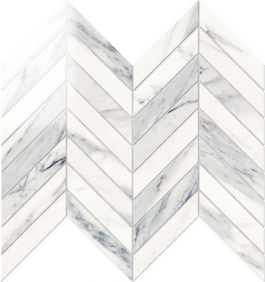 IMP882L Chevron Lapp. Calacatta Bianco 24,7Х30
