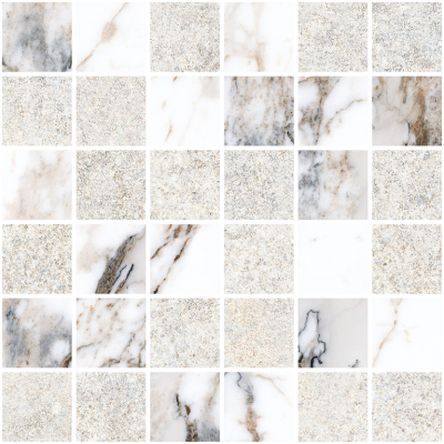 K9498838R001VTE0 Marble-Stone Мозаика Белый Матовый-Лаппато Ректификат 30x30