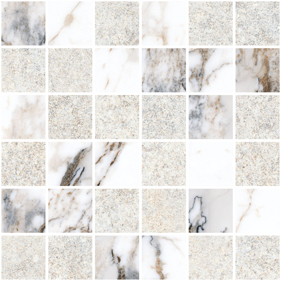 K9498838R001VTE0 Marble-Stone Мозаика Белый Матовый-Лаппато Ректификат 30x30