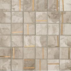 Kamu White Metal Mosaico Brillante 30x30