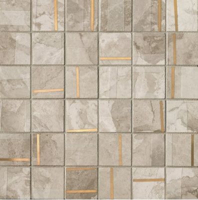 Kamu White Metal Mosaico Brillante 30x30