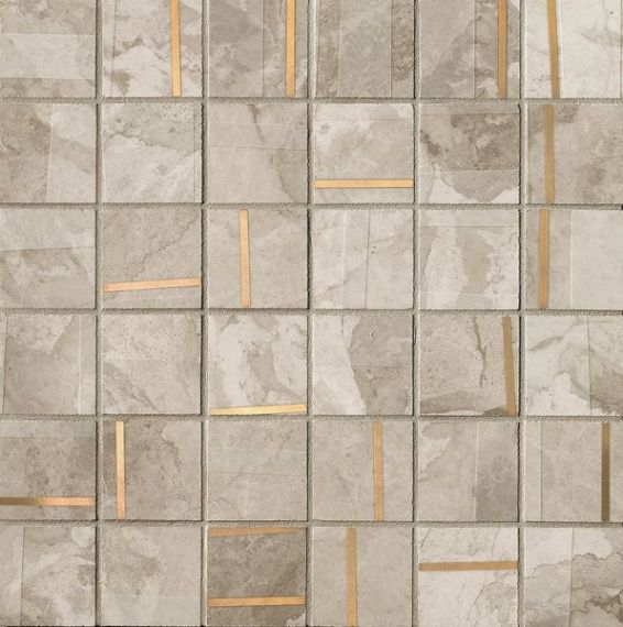 Kamu White Metal Mosaico Brillante 30x30