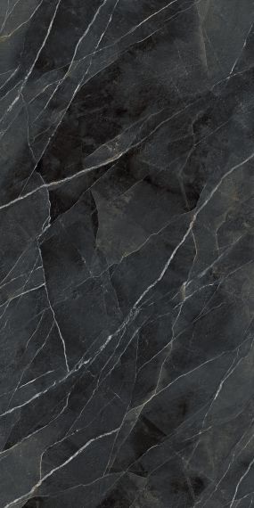 LAMF0M0215_IT Керамогранит Diamond Calacatta Black Bocciardato Book Match A 12+ 162x324