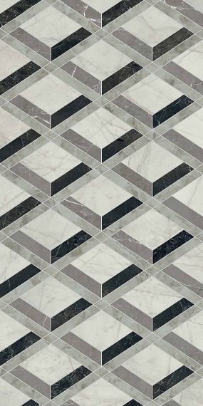 PF60014145 Tarsia Lozenge Nero Deco Lux 3D Rett 60x120
