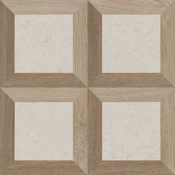 PF60017066 V Stone Frame White Nat Rett 8.5mm 60x60