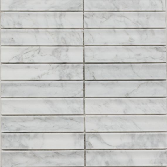 PIX341 Мозаика Bianco Carrara, Concave матовая 30х151 305х318х12