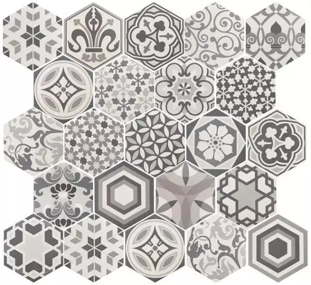 21357 Hexatile Harmony B&W 17,5x20