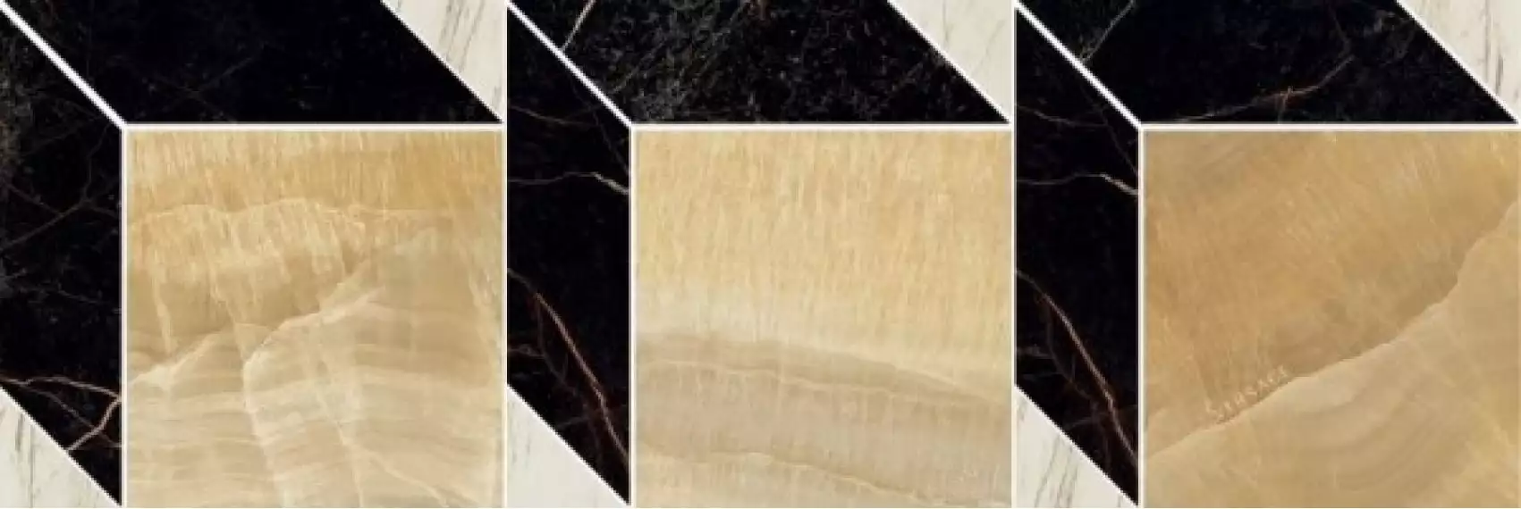 240852 MOSAICS CUBE NERO-BIANCO-ORO 19,5x58,5