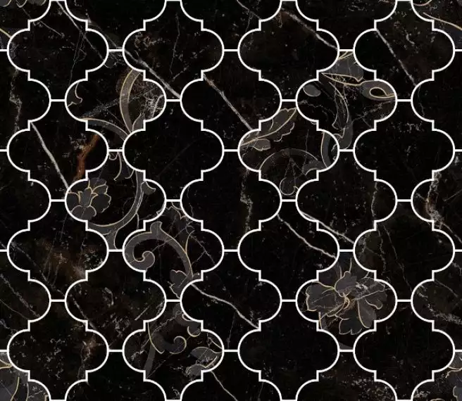 262622 MOSAICO ARABESCATO NERO AMASANTA 35x35