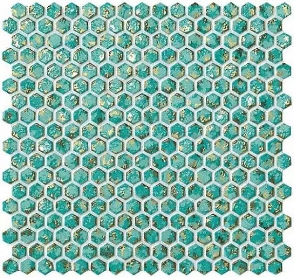 6DHT Dwell Turquoise Hexagon Gold 30x30