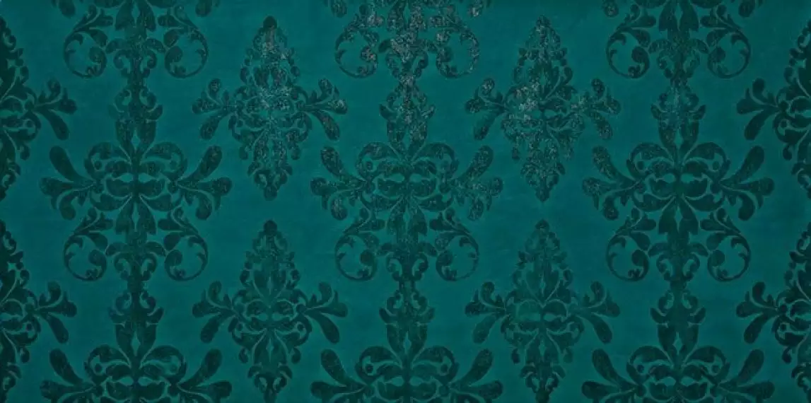8EDH Ewall Petroleum Green Damask 40x80