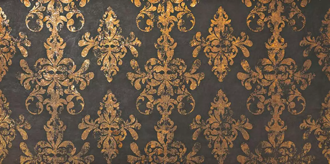 8EDK Ewall Moka Gold Damask 40x80