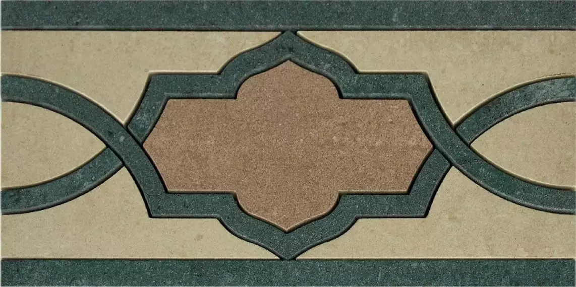 Fascia Rinascimento B Botticino (Botticino, Verde Guatemala, Bronzetto) 15x30