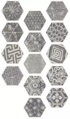 Hexagon Kendo mix Grey 23x26
