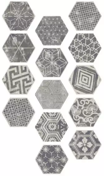 Hexagon Kendo mix Grey 23x26