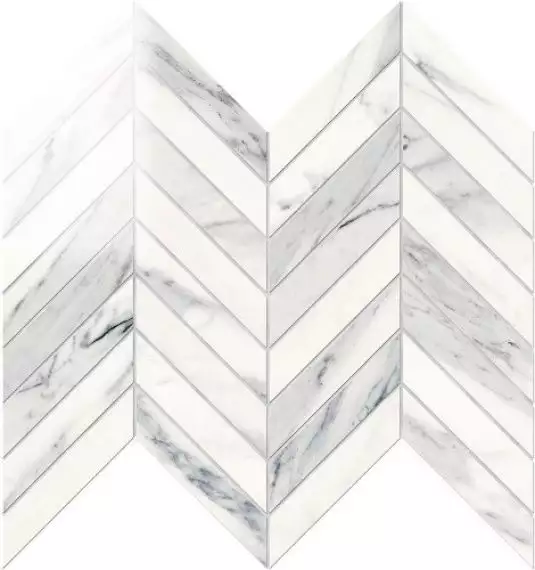 IMP882L Chevron Lapp. Calacatta Bianco 24,7Х30