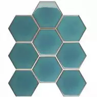 JJFQ80071 Мозаика Hexagon big Green Glossy 25.6х29.5х6