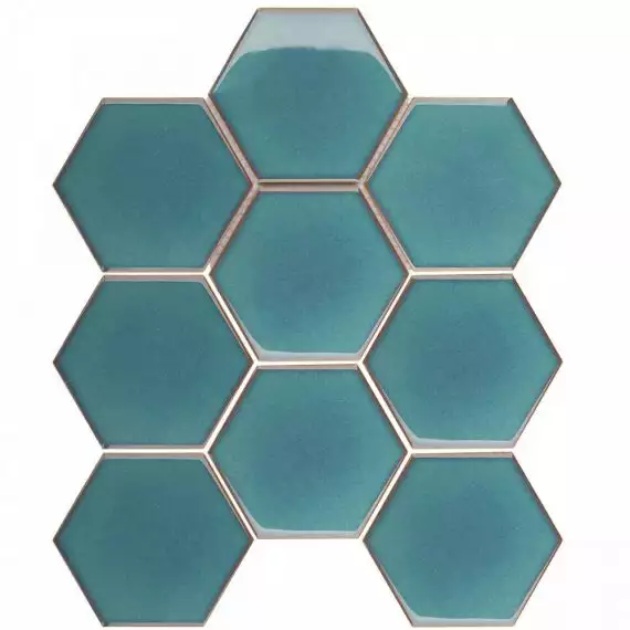 JJFQ80071 Мозаика Hexagon big Green Glossy 25.6х29.5х6
