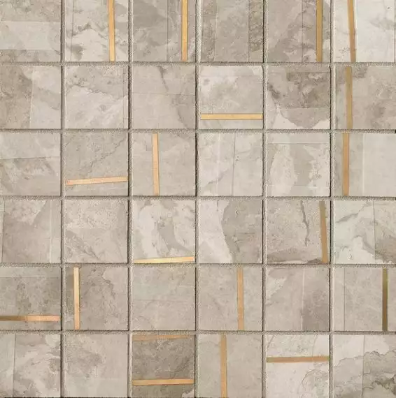 Kamu White Metal Mosaico Brillante 30x30