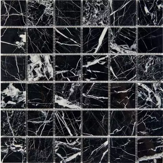PIX252 Мозаика Black majesty из мрамора полированная 48x48 305х305x6