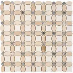 PIX281 Мозаика Cream marfil, Thassos, Athens grey из мрамора полированная 32x32 336х336x8