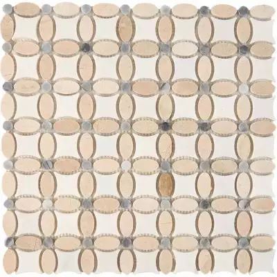 PIX281 Мозаика Cream marfil, Thassos, Athens grey из мрамора полированная 32x32 336х336x8