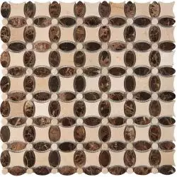 PIX283 Мозаика Cream marfil, Dark Еmperador из мрамора полированная 32x32 336х336x8