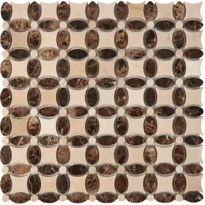 PIX283 Мозаика Cream marfil, Dark Еmperador из мрамора полированная 32x32 336х336x8