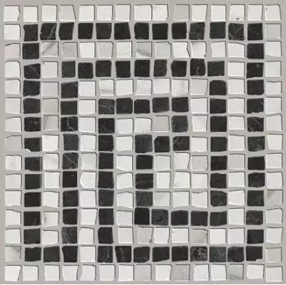 fMAQ Angolo Greca Statuario Grafite Mosaico 20*20