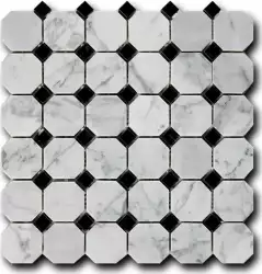 Octagon Pattern Bianco+Nero 30,5x30,5