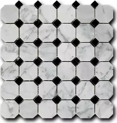 Octagon Pattern Bianco+Nero 30,5x30,5